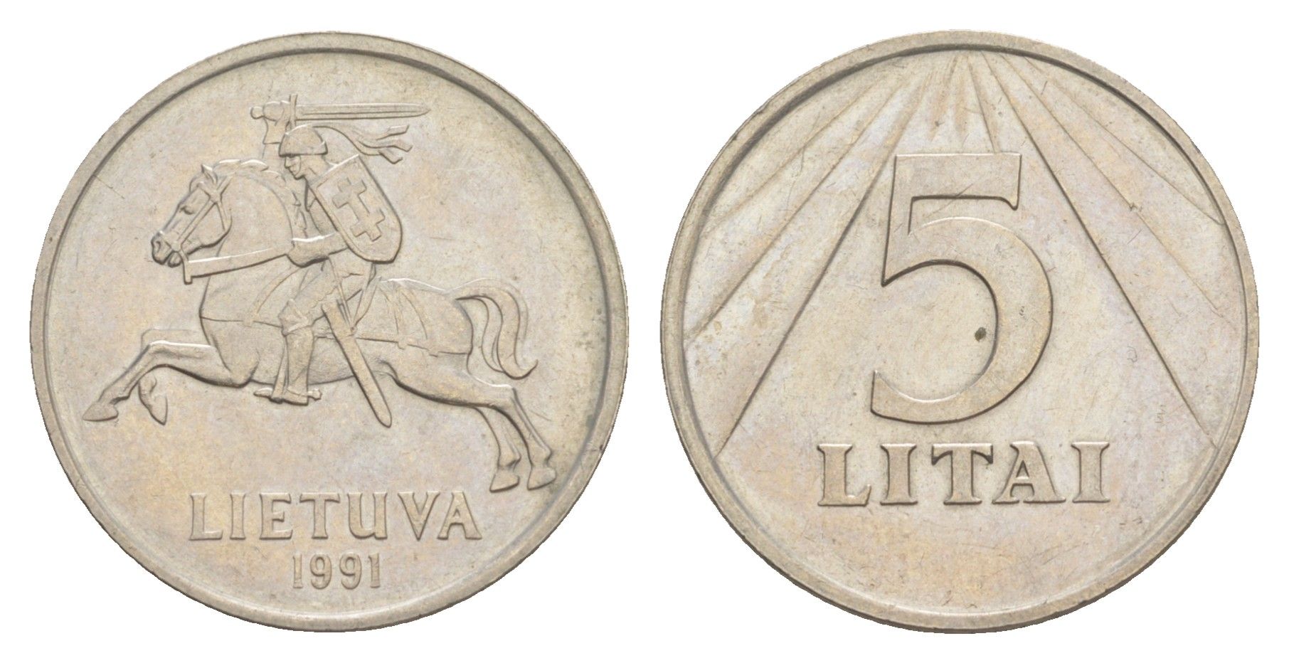 Литва 5 лит 1991 KM 93 медно-никель aUNC 1520-715