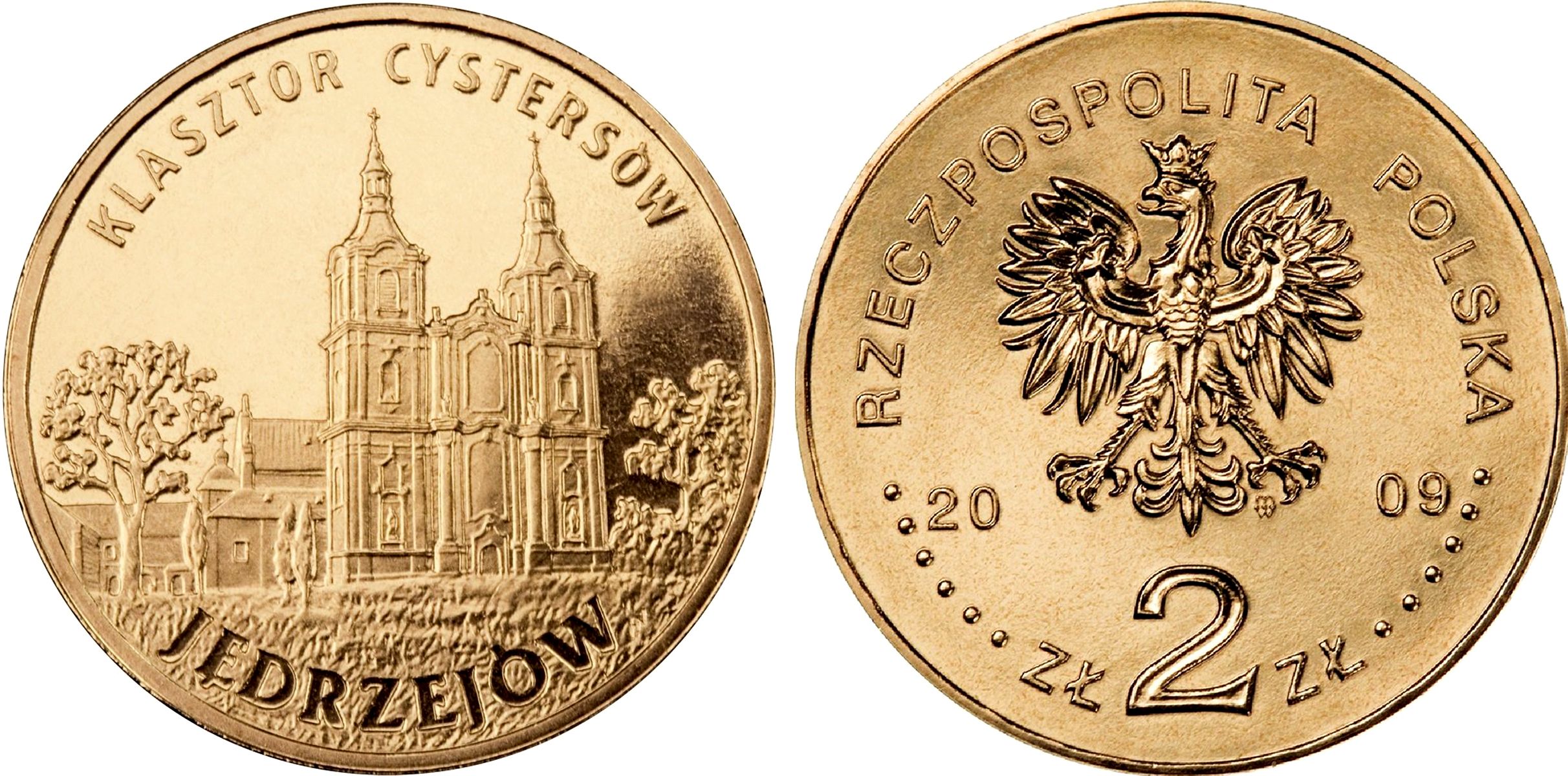 Польша 2 злотых 2009 MW, серия города Польши, Енджеюв (Jedrzejow) KM 710 нордик UNC 4676-556