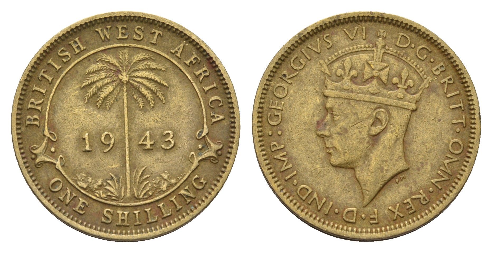 Британская Западная Африка 1 шиллинг 1943 Георг VI (1936-1952) KM 23 никель латунь 24-155