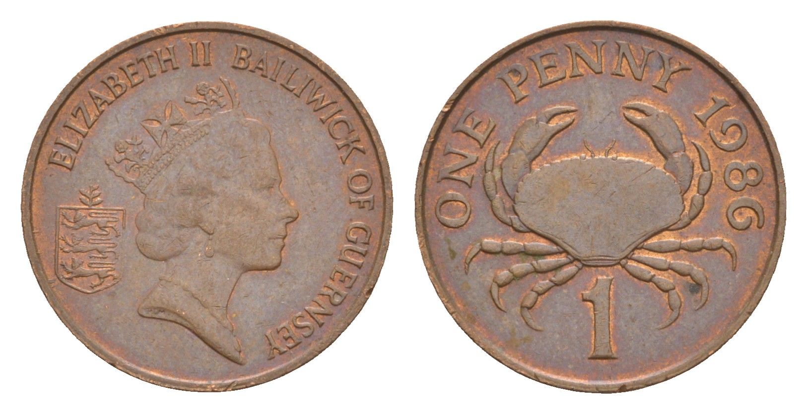 Гернси 1 пенни 1986 KM 40 бронза 4659-611