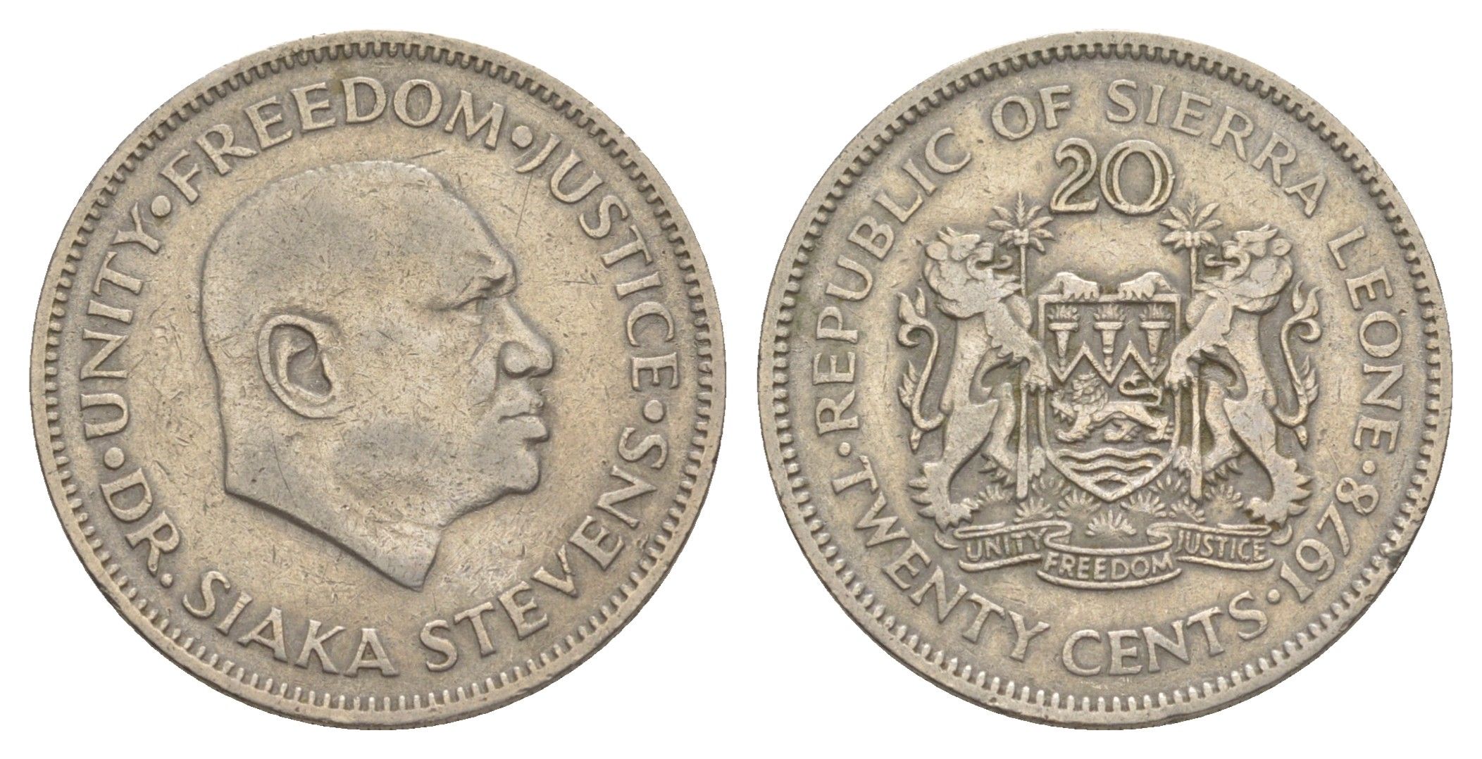 Сьерра-Леоне 20 центов 1978 KM 30 медно-никель 4641-1211