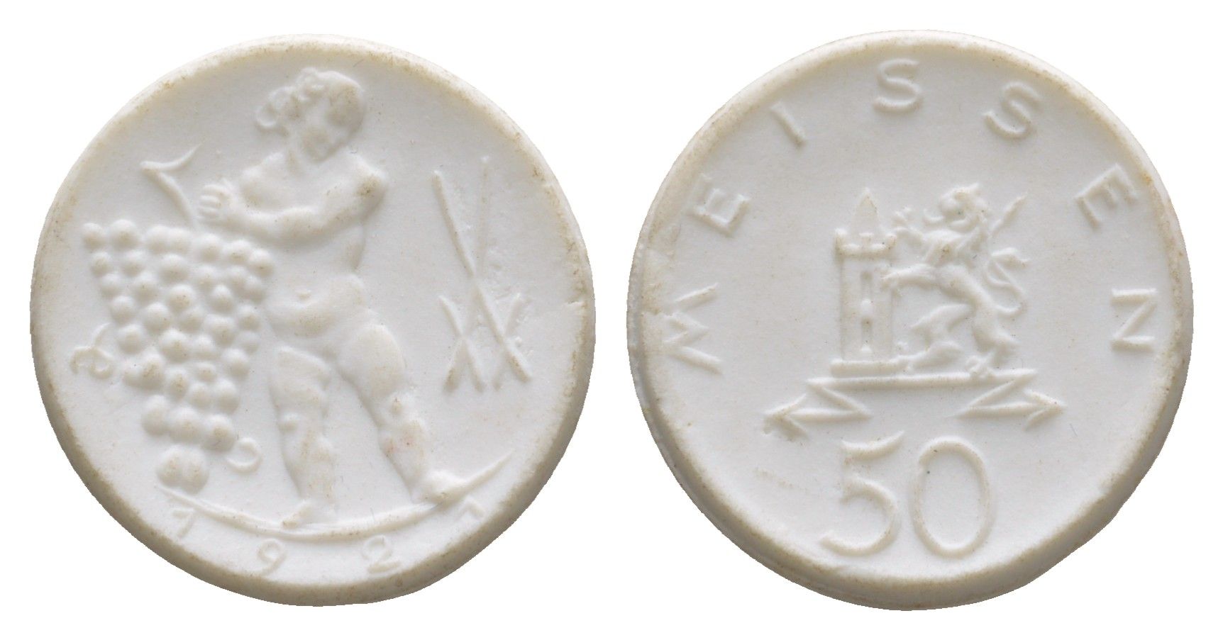 Майсен 50 пфеннигов 1921 Men05 16521.8, Scheuch 171a, Men18 20725.8 фарфор 1094-10-45