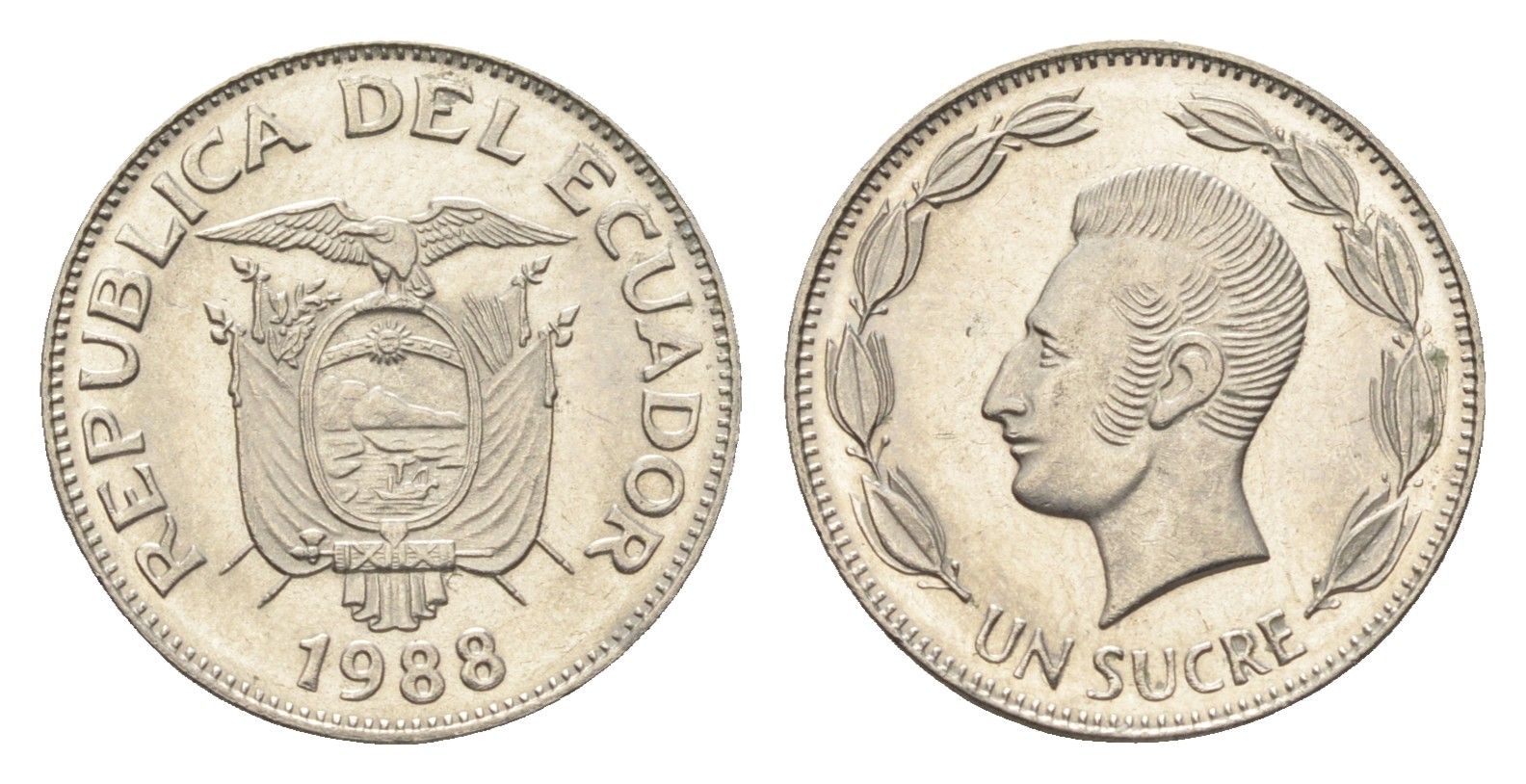 Эквадор 1 сукре 1988 Антонио Хосе Сукре KM 89 сталь плакированная никелем UNC 4664-419