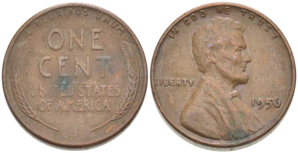 США 1 ЦЕНТ 1956 ЛИНКОЛЬН KM А132 медь цинк 218-653