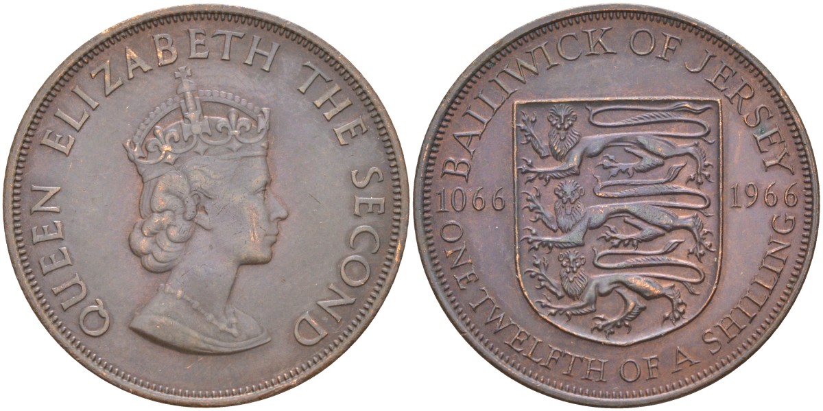 Джерси 1/12 шиллинга 1966 900 лет Нормандскому завоеванию KM 26 бронза 4512-536
