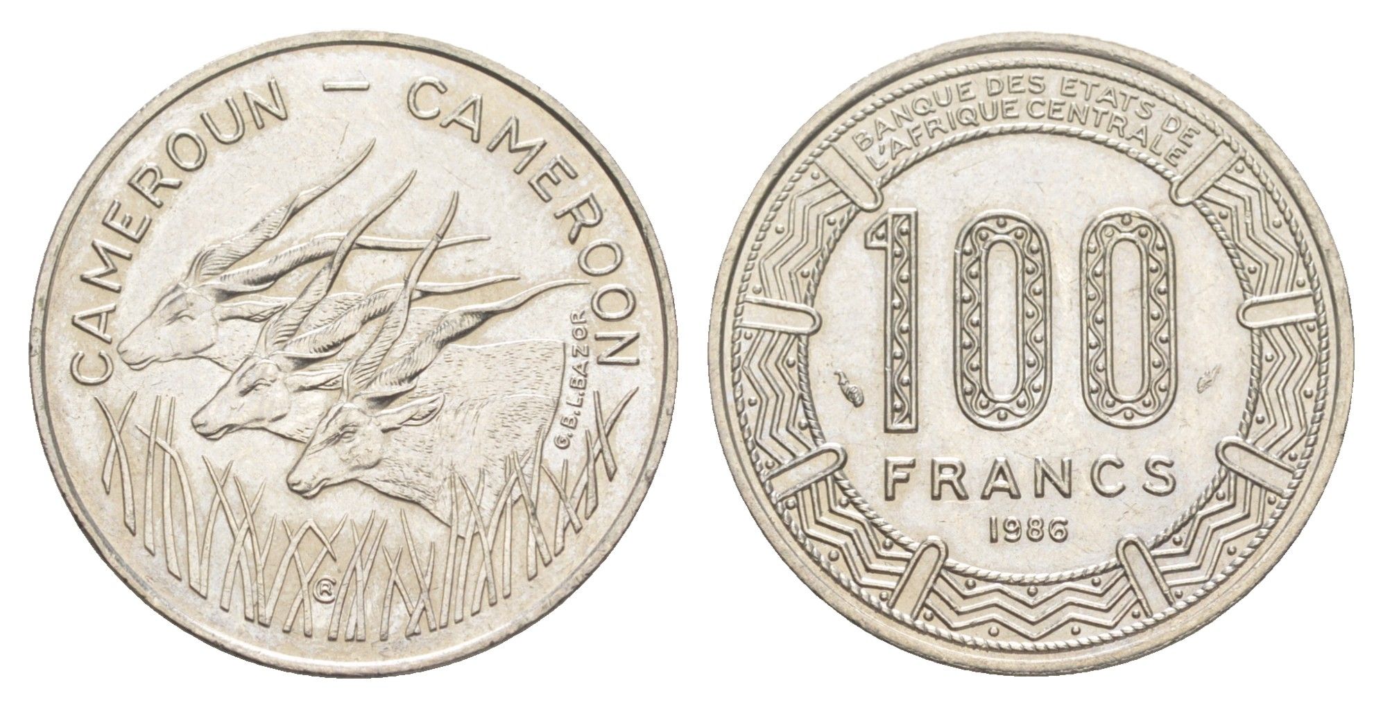 Камерун 100 франков 1986 KM 17 никель UNC 4654-437