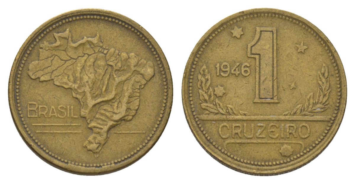 Бразилия 1 крузейро 1946 KM 558 алюминиевая бронза 4626-122