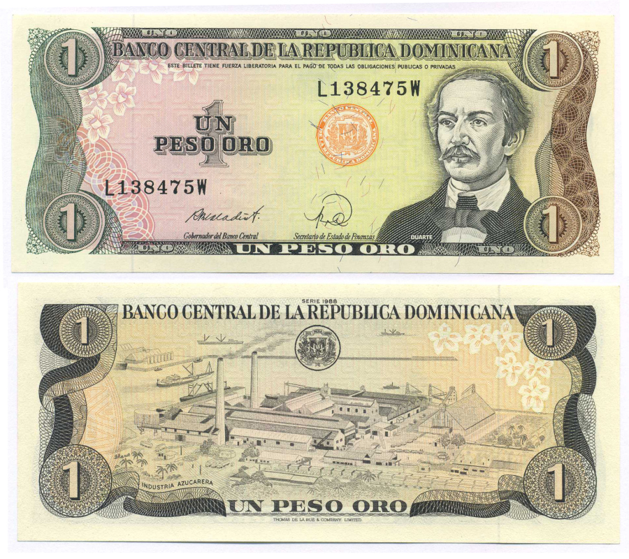 Доминиканская Республика 1 песо 1988 Хуан Пабло Дуарте Pick 126 с бумага UNC (пресс) 8588-84-2-2