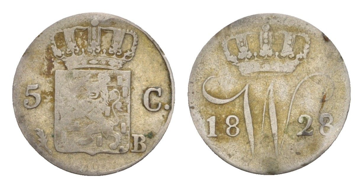 Нидерланды 5 центов 1828 Виллем I (1815-1840) KM 52 серебро 413-2424