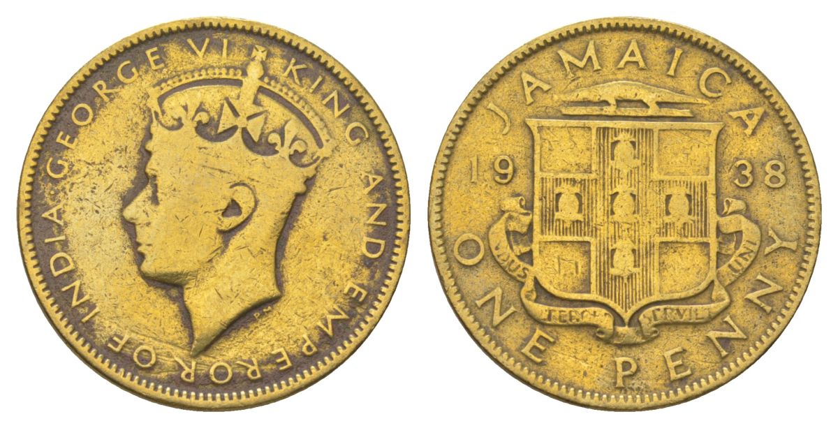 Ямайка 1 пенни 1938 KM 32 никель латунь 4628-425