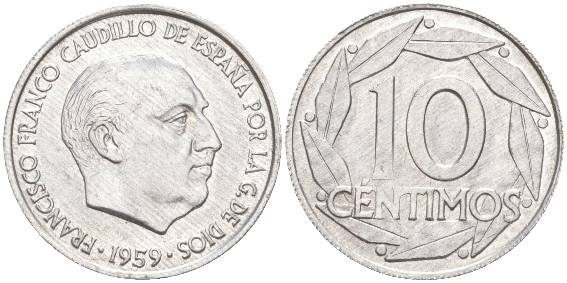 Испания 10 сентимо 1959 Франсиско Франко (1939-1975) KM 790 алюминий 3309-1065