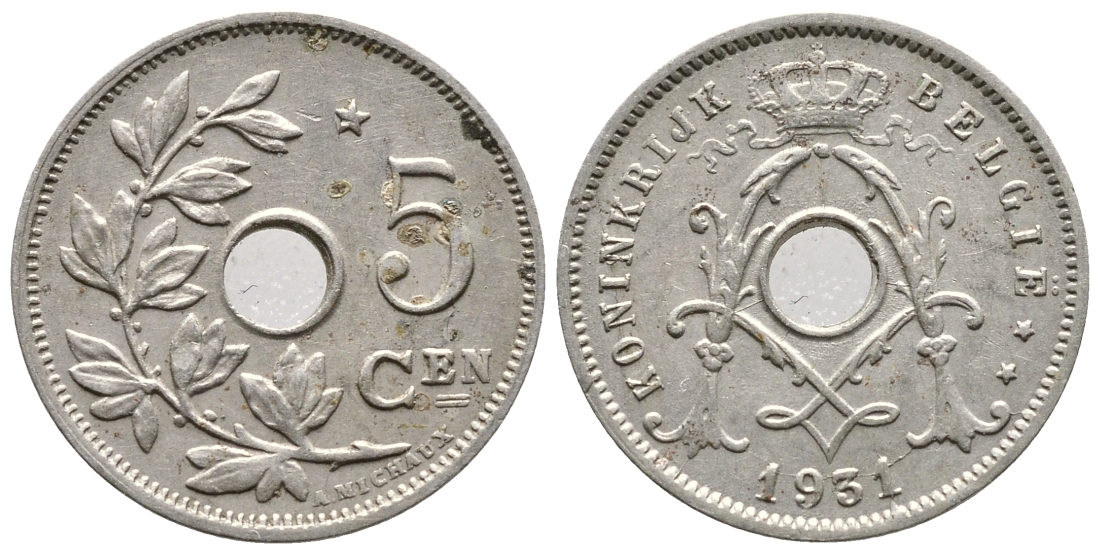 Бельгия 5 сантимов 1931 Belgie KM 94 медно-никель    4608-666