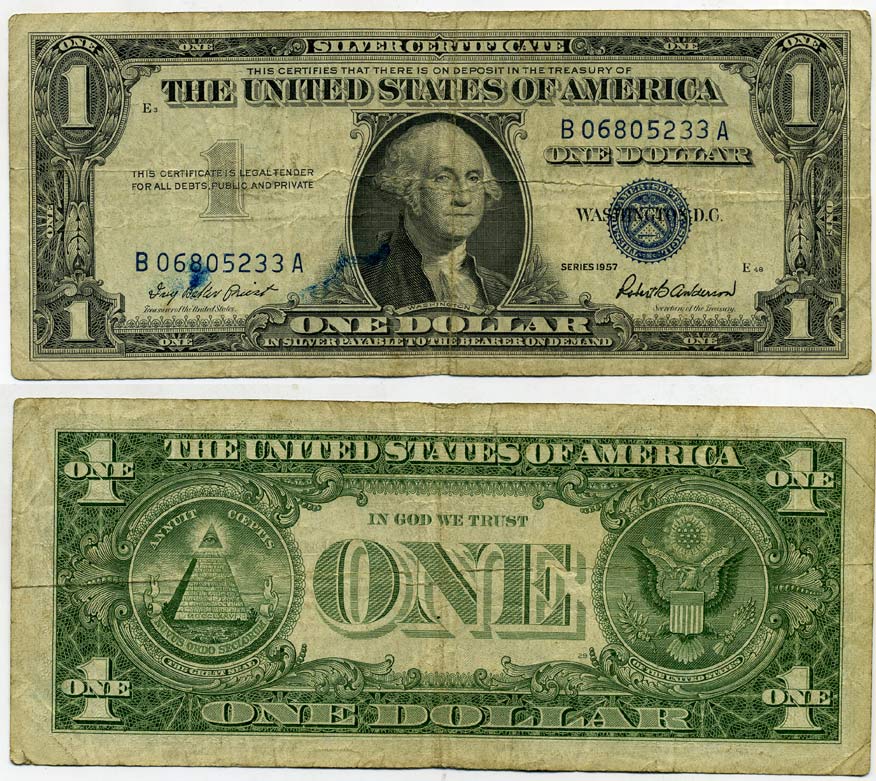 США 1 доллар 1957 Джордж Вашингтон, Priest, Anderson Pick 419 бумага 00-00