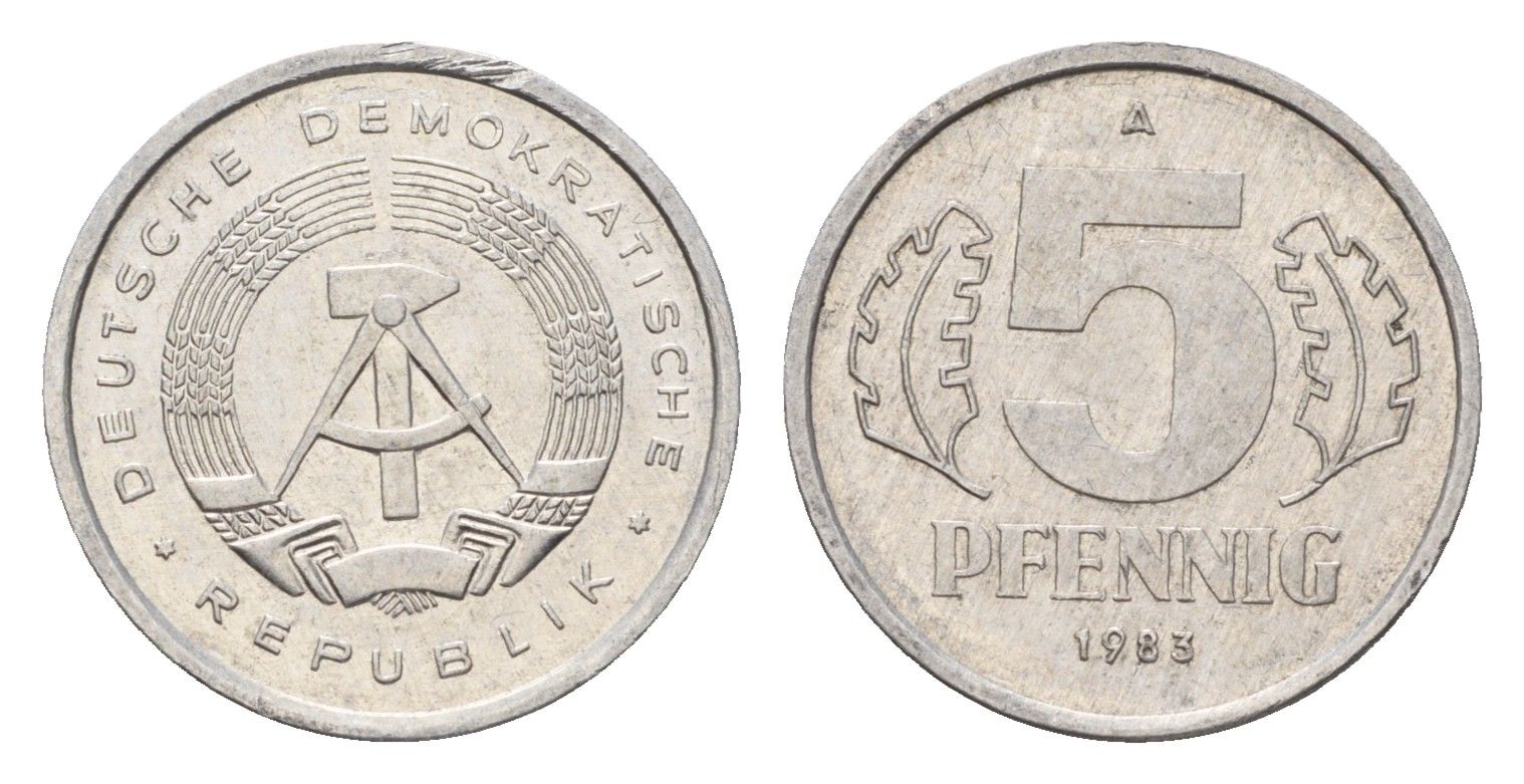 ГДР 5 пфеннигов 1983 KM 9.2 алюминий 4617-135