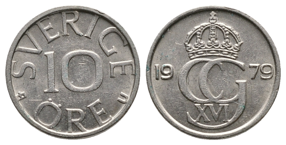 Швеция 10 эре 1979 U Карл XVI Густав (1973- ) KM 850 медно-никель 75-818