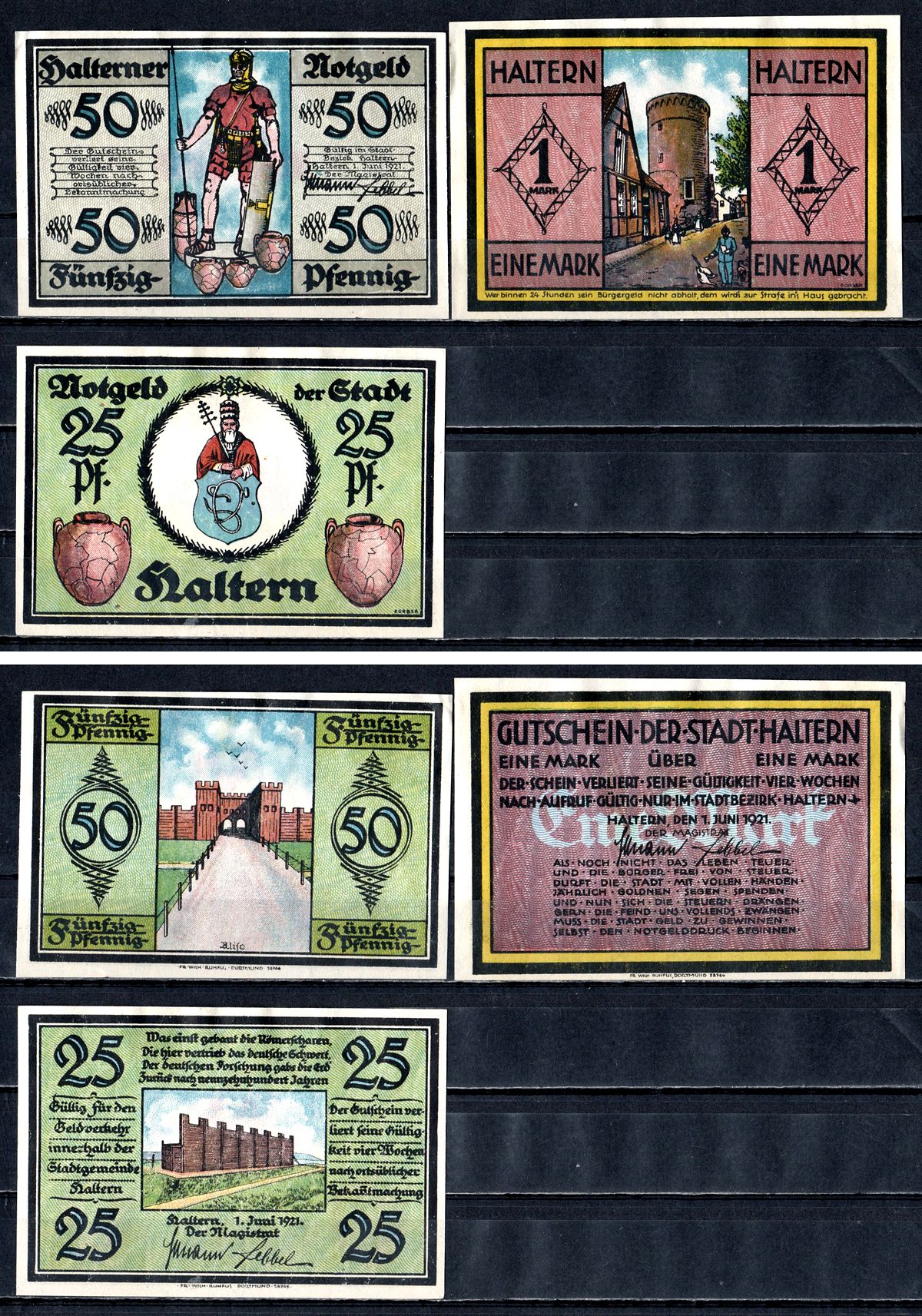 Хальтерн (Пруссия, Вестфалия) набор из 3 нотгельдов 1921 2193-4-2-1