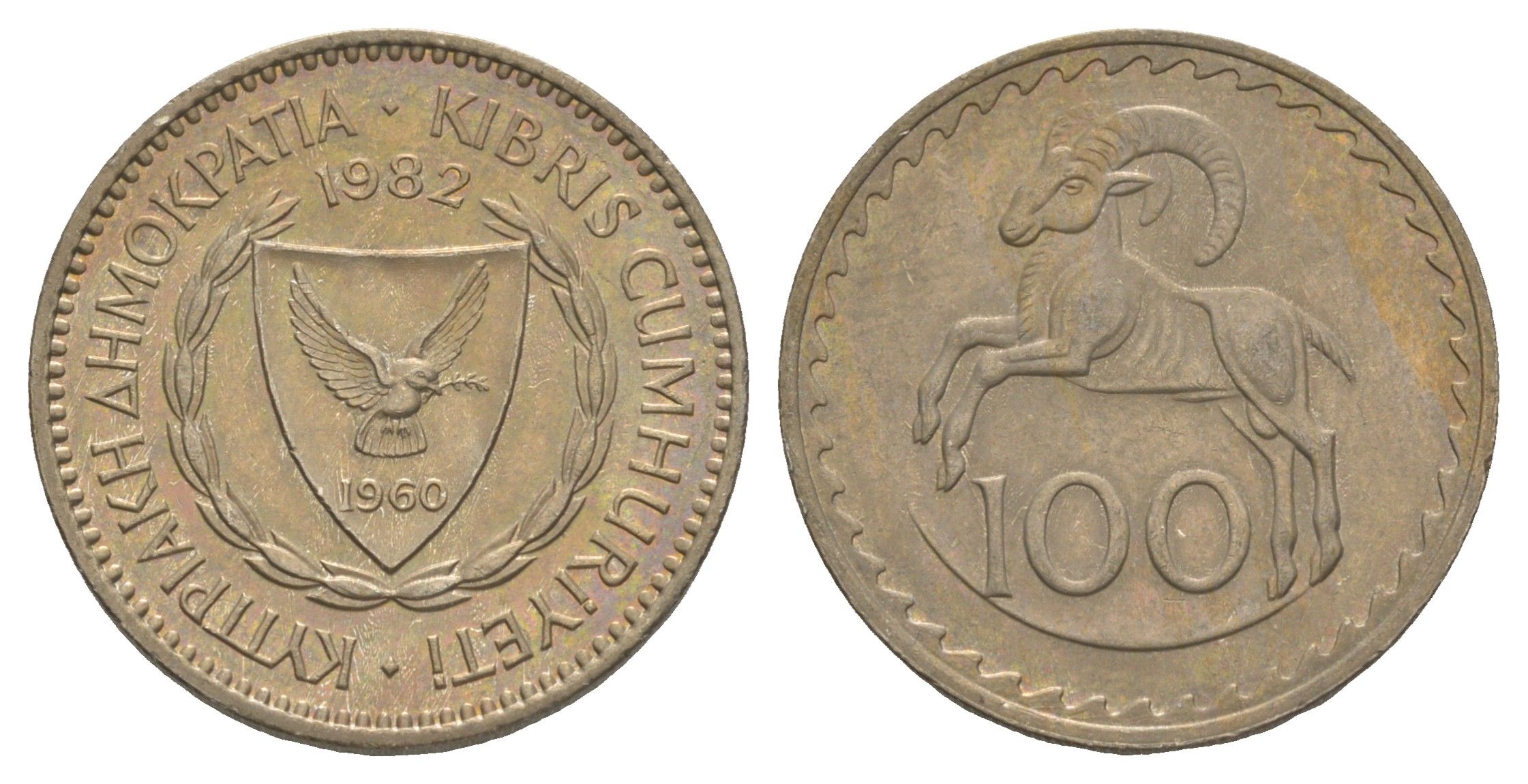 Кипр 100 милей 1982 KM 42 медно-никель UNC 4652-425