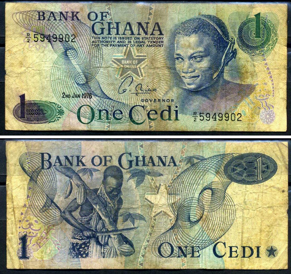 Гана 1 седи 1976 2 января 1976, серия R|2 Pick 13 c (1) бумага 8592-18-3-2