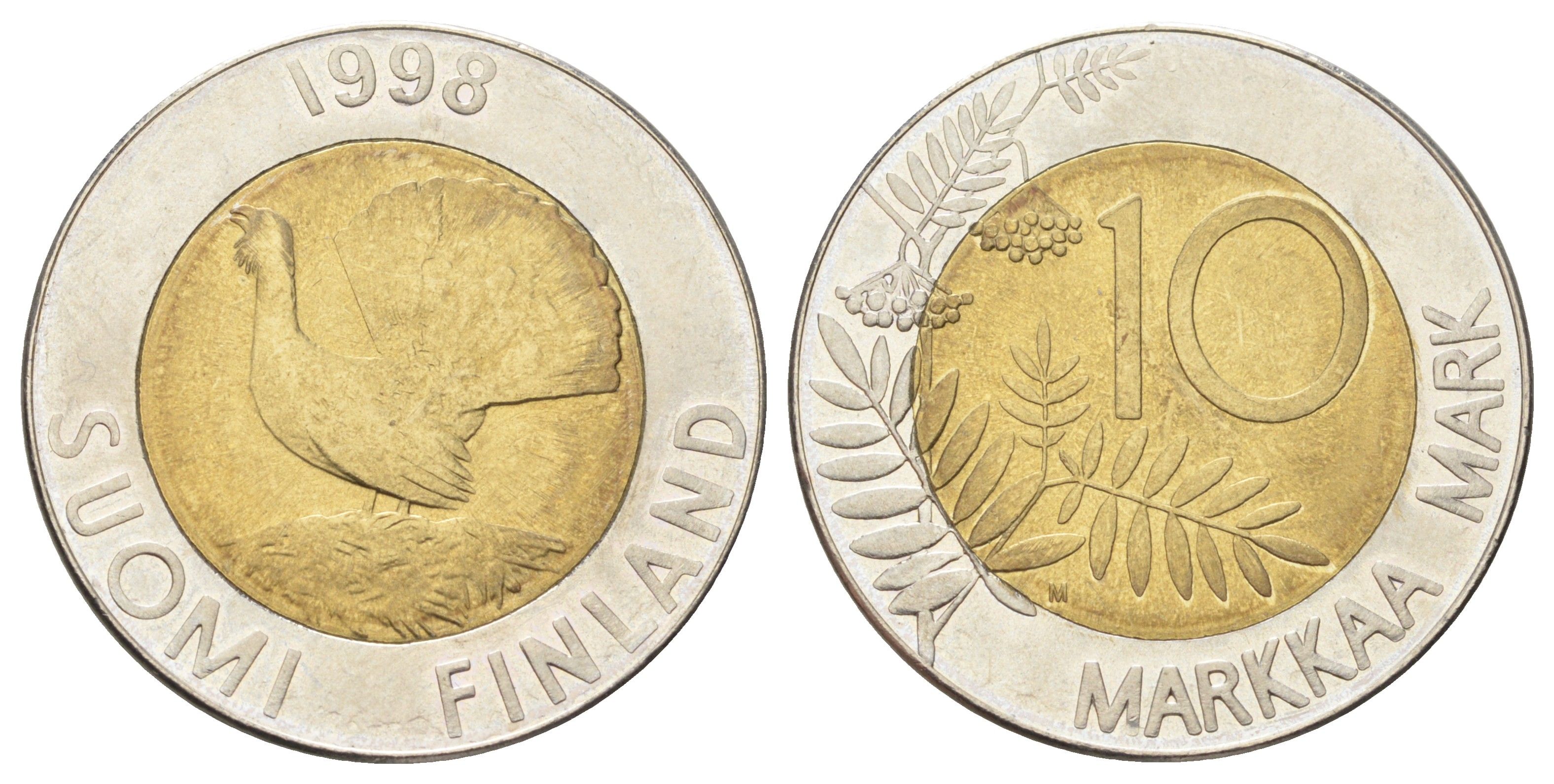 Финляндия 10 марок 1998 KM 77 биметалл aUNC 4666-842