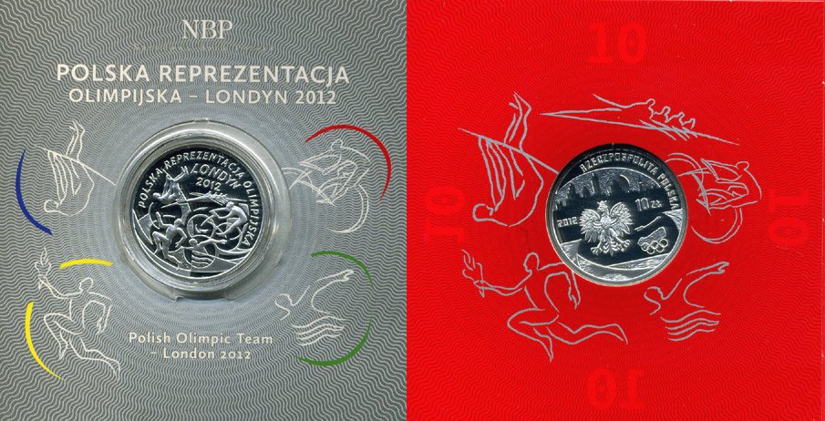Польша 10 злотых 2012 XXX летние Олимпийские игры в Лондоне в 2012 году, польские спортсмены, в оригинальном буклете KM 833 серебро PROOF 4-3-2-21