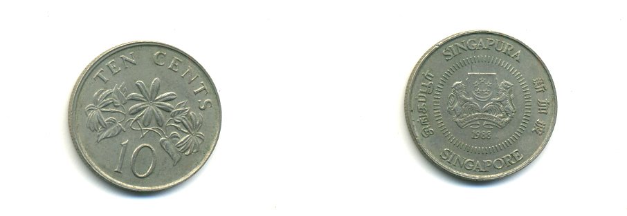 СИНГАПУР 10 ЦЕНТОВ 1988 KM 61 медно-никель 54-1211