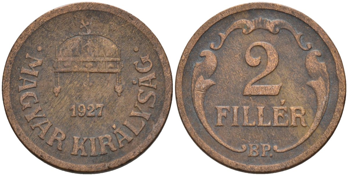 Венгрия 2 филлера 1927 BP KM 506 бронза 4115-1113