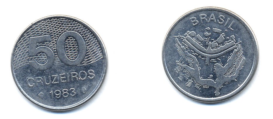 БРАЗИЛИЯ 50 КРУЙЗЕЙРО 1983 KM 594.1 сталь aUNC 51-4816