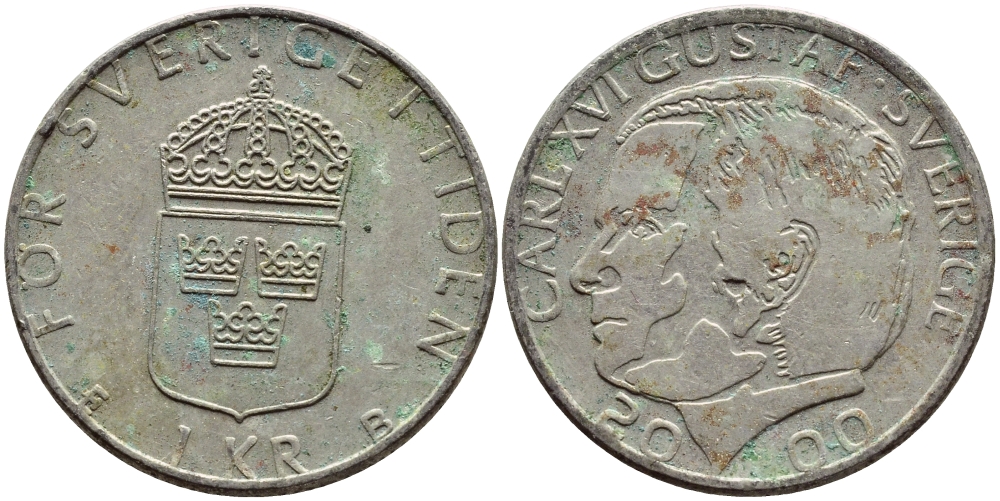 Швеция 1 крона 2000 Карл XVI Густав (1973- ) KM 852а медно-никель 4364-4111
