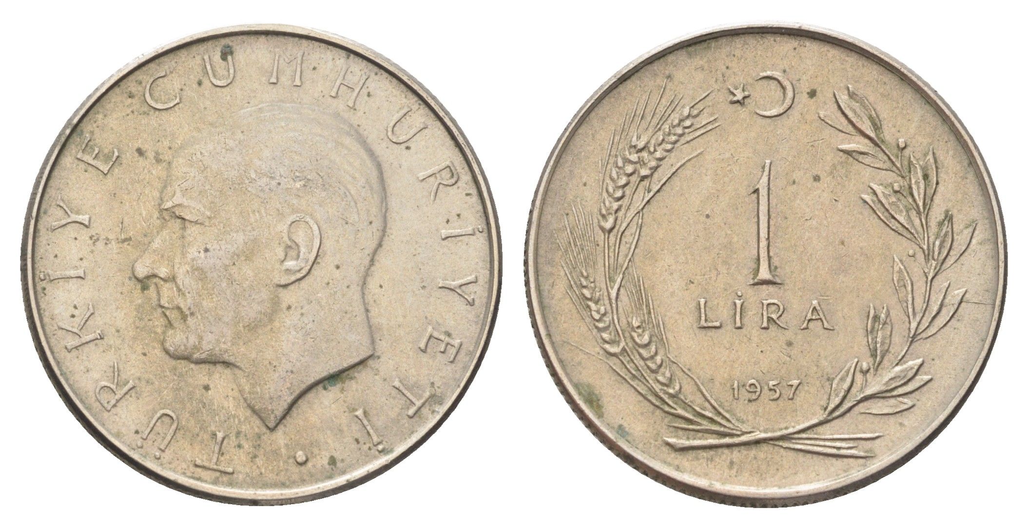 Турция 1 лира 1957 Кемаль Ататюрк, год-тип KM 889 медно-никель 4706-1145