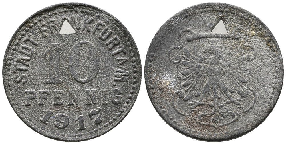 ФРАНКФУРТ 10 ПФЕННИГОВ 1917 НОТГЕЛЬД ФРАНКФУРТ НА МАЙНЕ цинк 24-1156