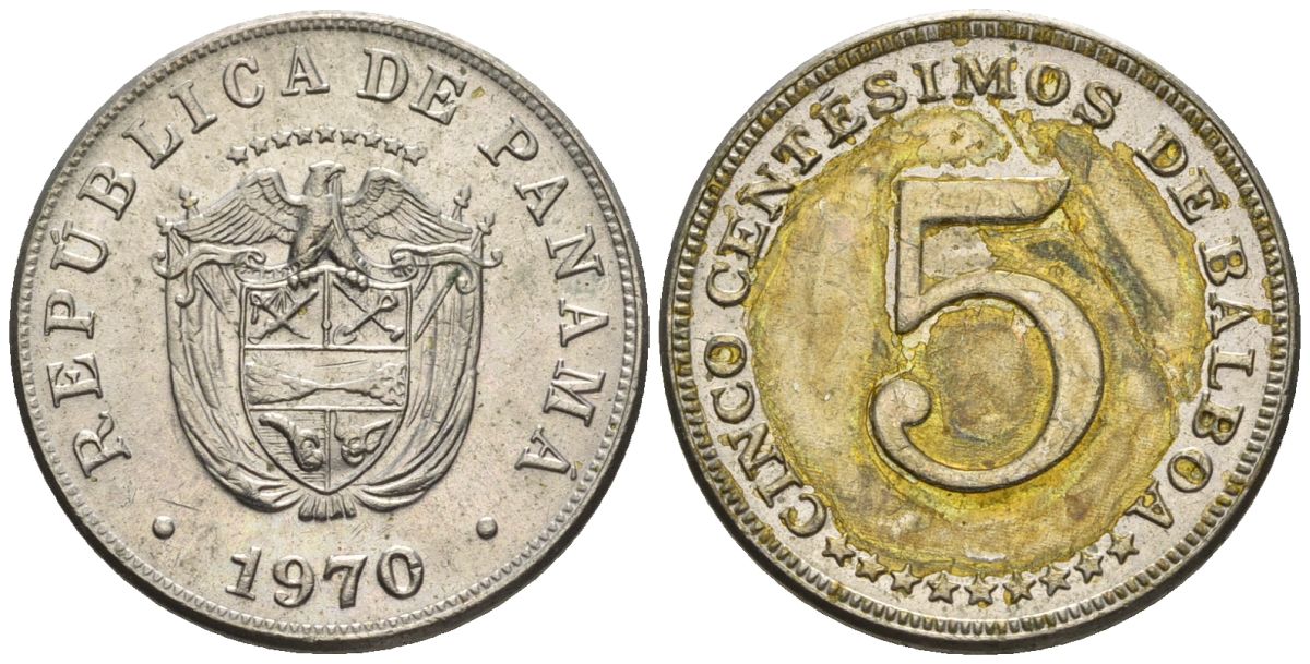 Панама 5 сентесимо 1970  KM 23.2 медно-никель    85-513