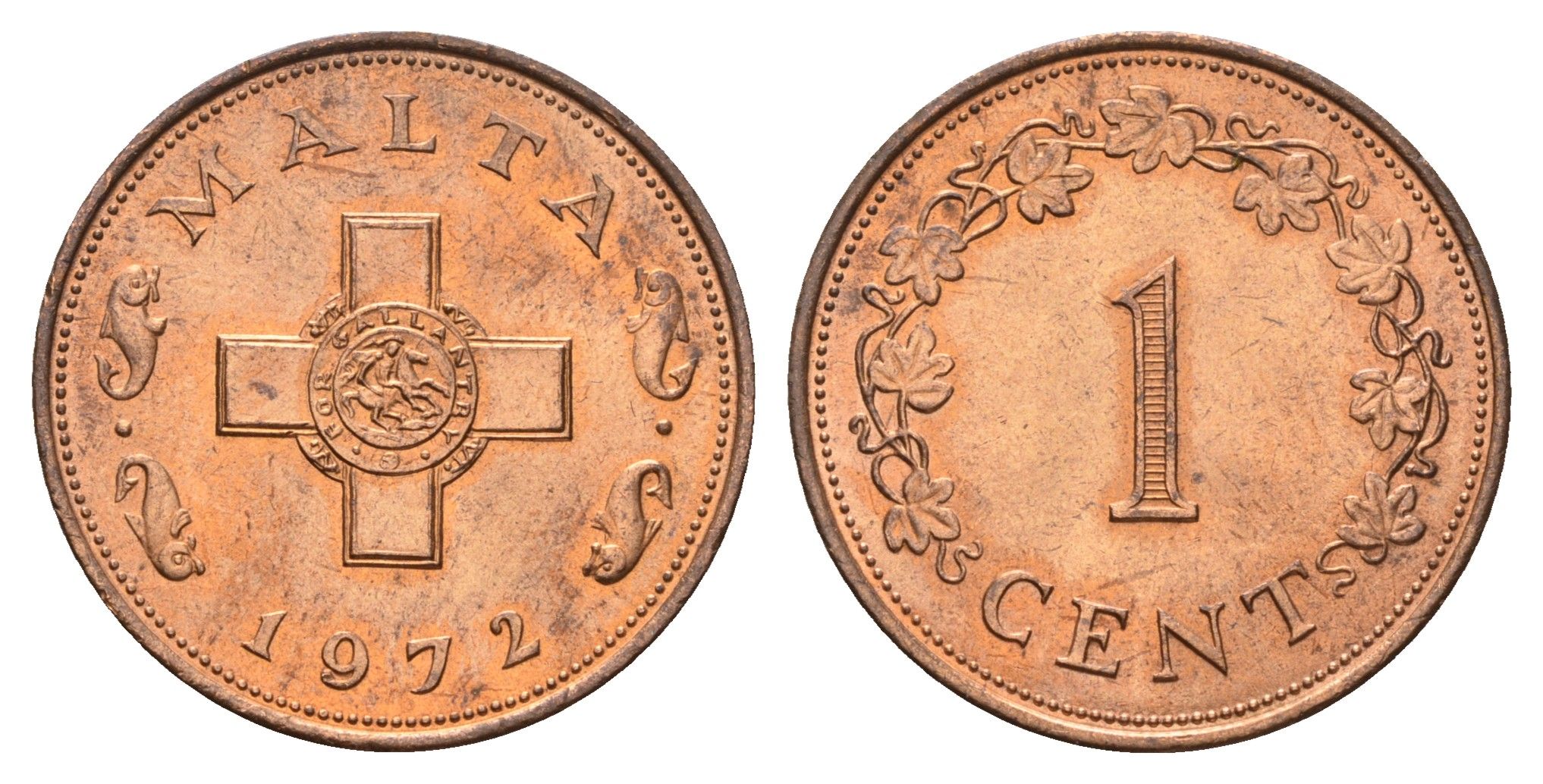 Мальта 1 цент 1972 KM 8 бронза UNC 91-712