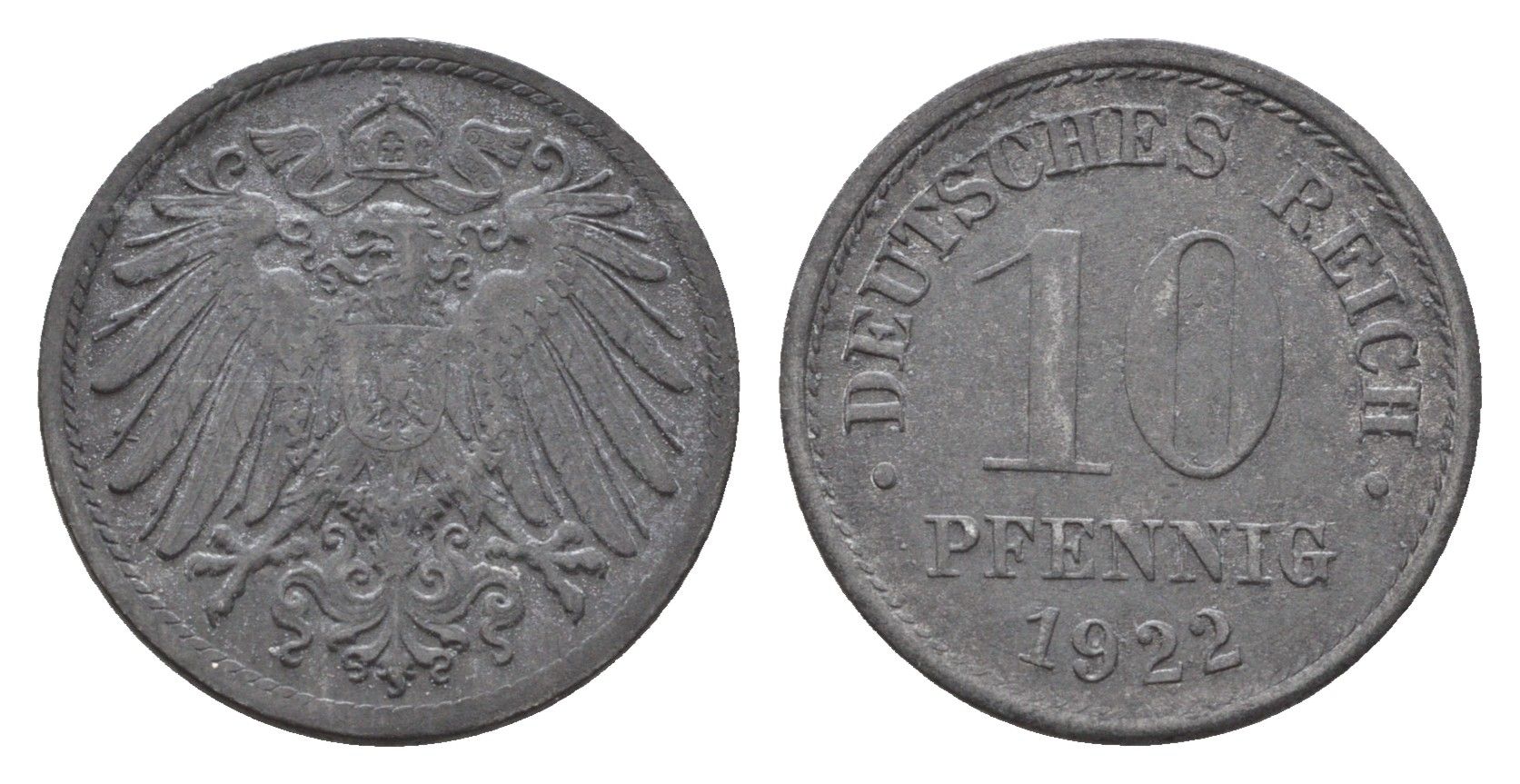 Германия 10 пфеннигов 1922 KM 26 цинк 4684-1124