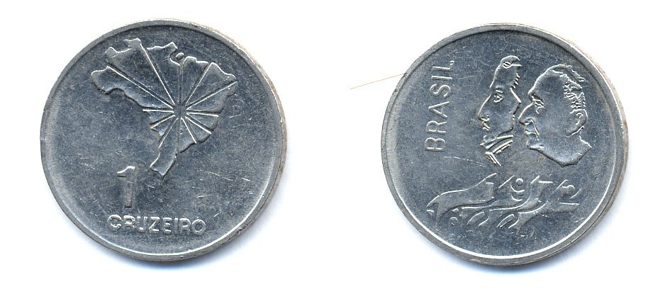 Бразилия 1 крузейро 1972 150 лет независимости KM 582 никель aUNC 76-846