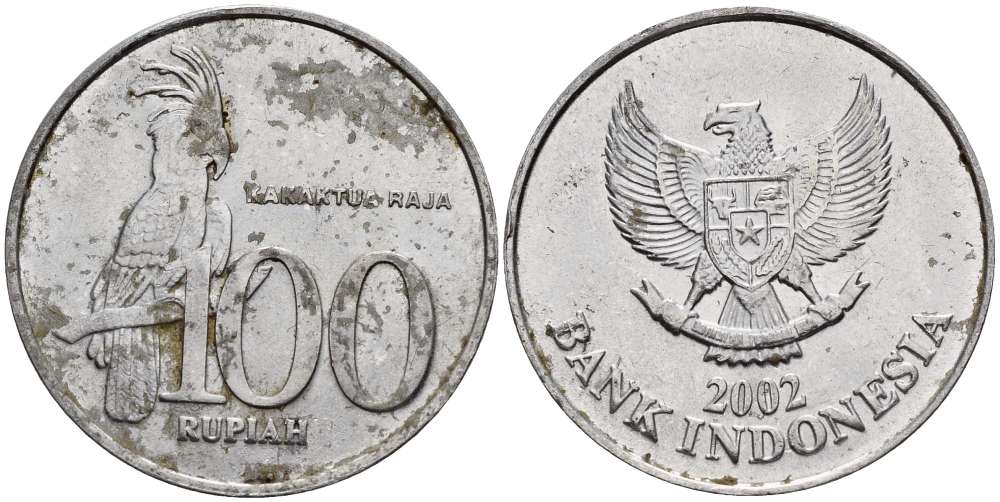 Индонезия 100 рупий 2002 черный пальмовый какаду KM 61 алюминий 4511-956