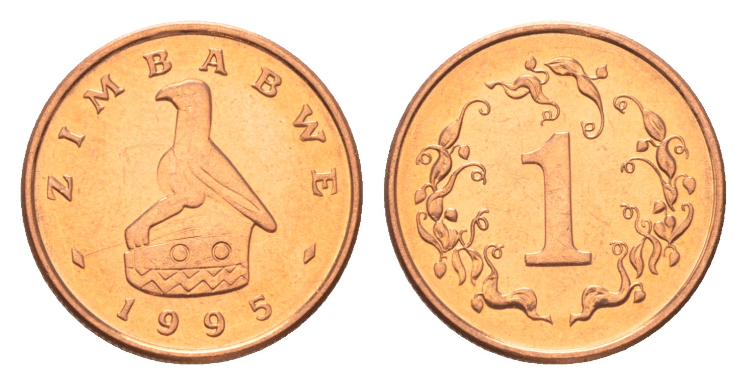 Зимбабве 1 цент 1995 птица-идол KM 1a сталь плакированная бронзой UNC M65-11