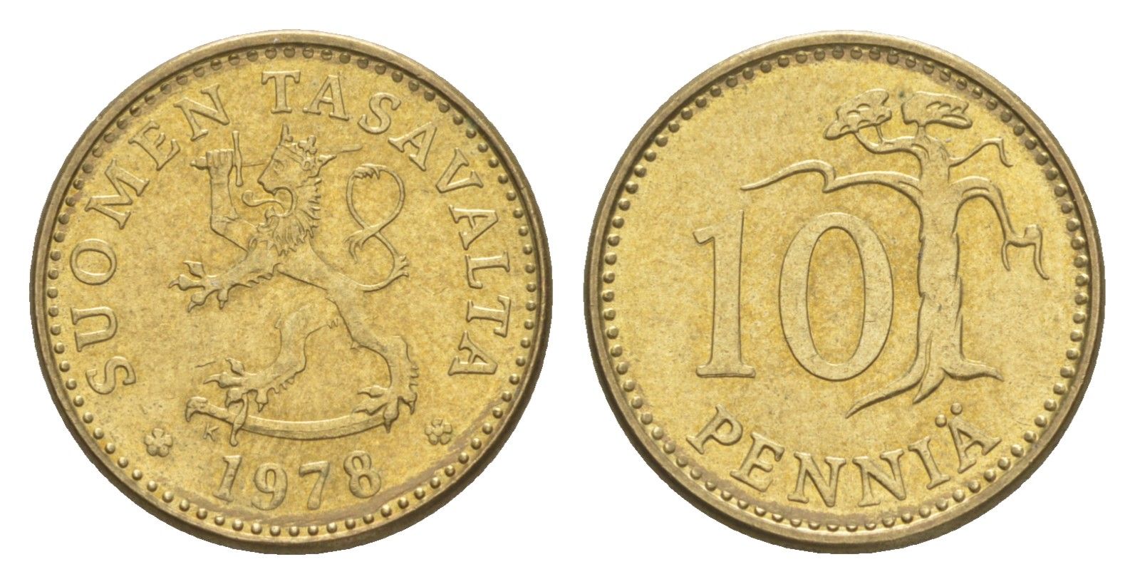 Финляндия 10 пенни 1978 KM 46 алюминиевая бронза 4647-338