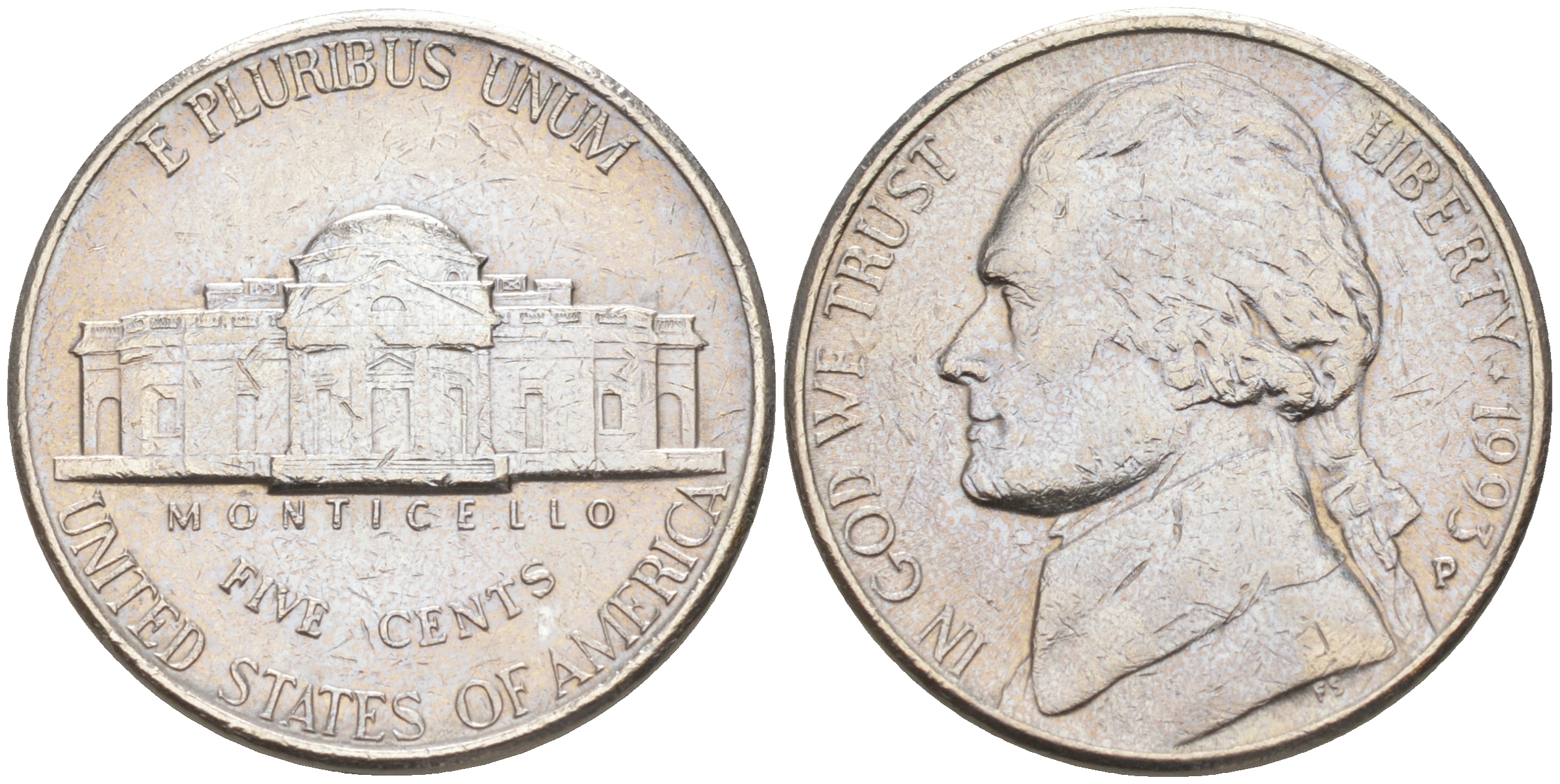 США 5 ЦЕНТОВ 1995 P, ДЖЕФФЕРСОН KM A192 медно-никель 190-146