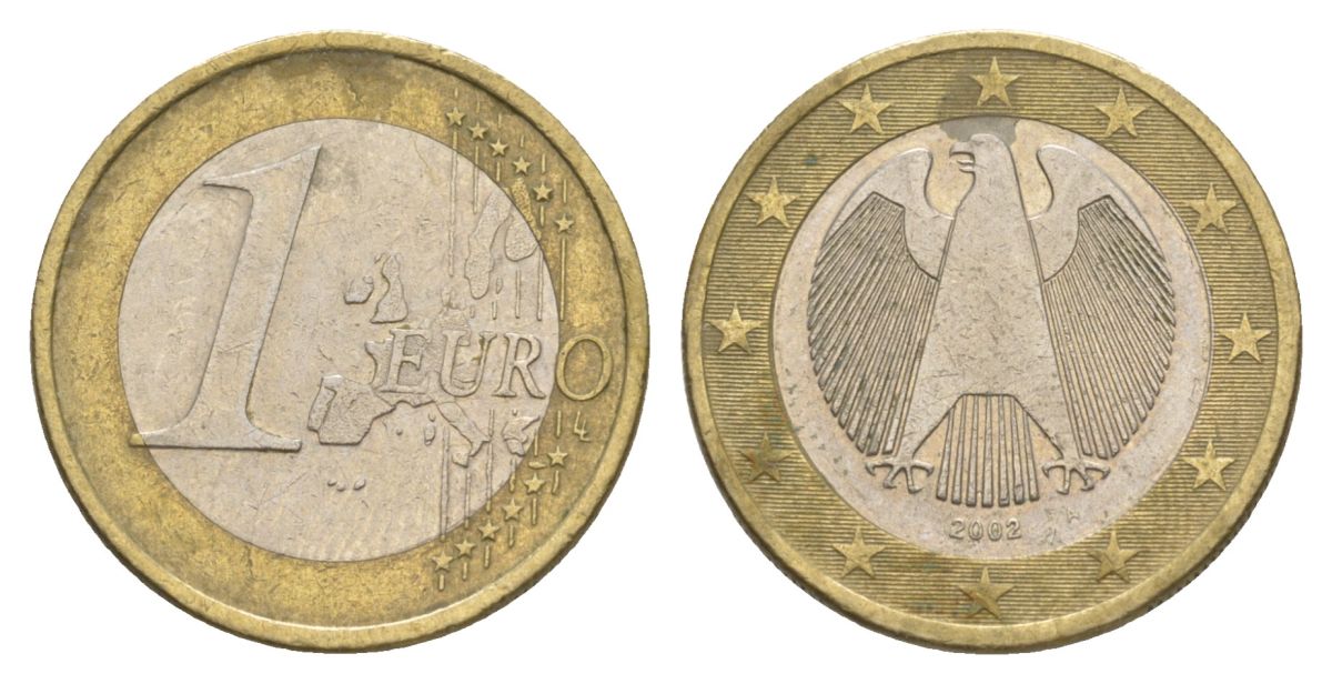 Германия 1 евро 2002 A KM 213 биметалл 4629-416