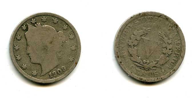 США 5 ЦЕНТОВ 1909 37-151
