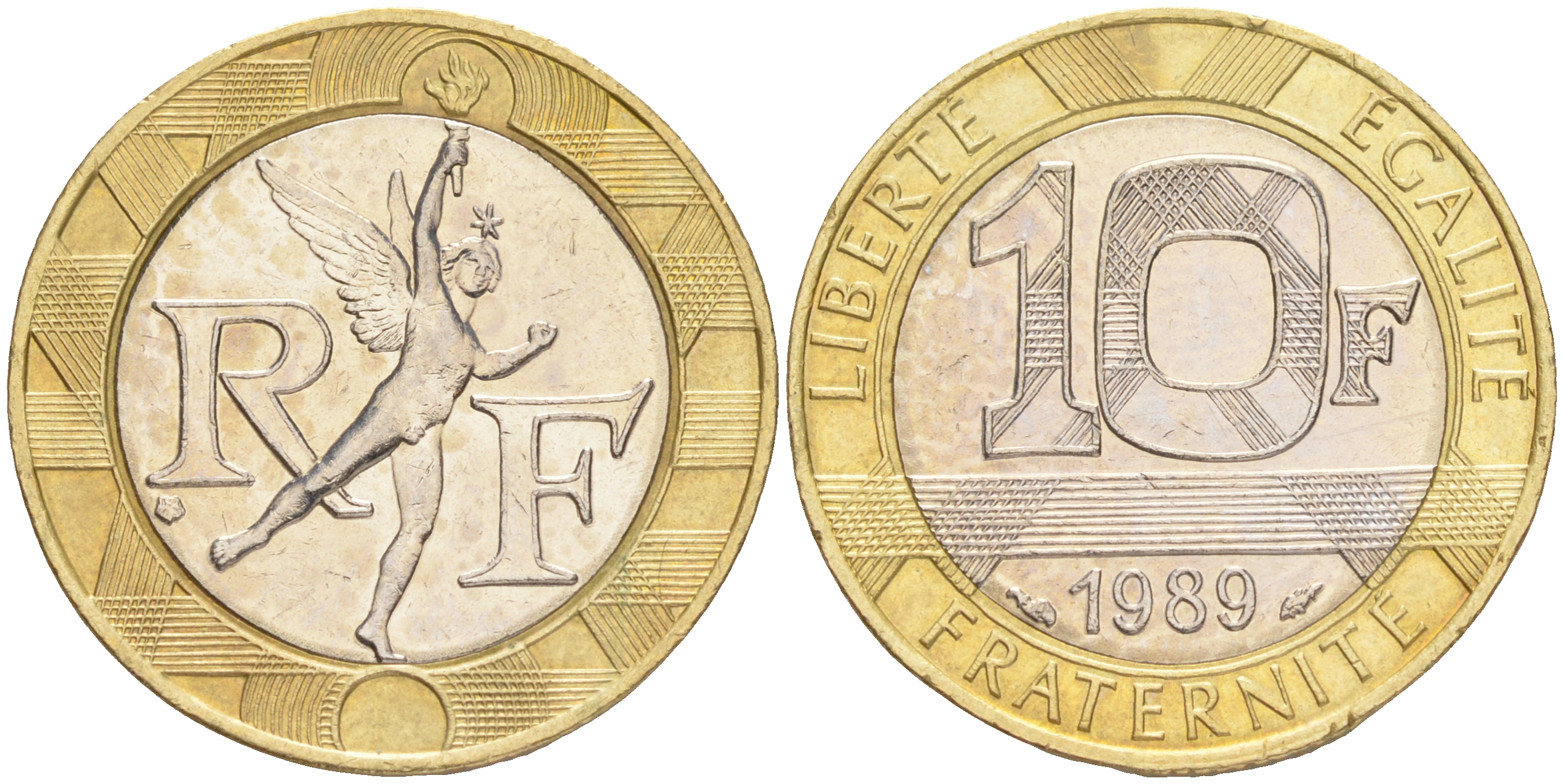 Франция 10 франков 1989 тип гений Бастилии KM 964.1, Le Franc 375.3 биметалл  4556-147