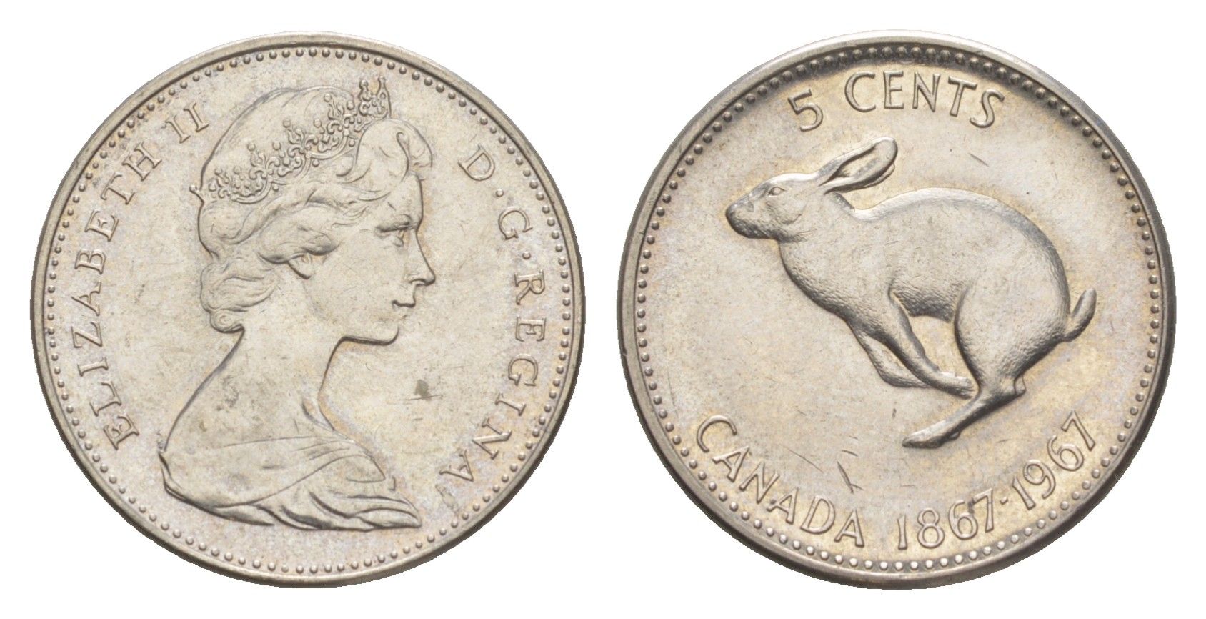 Канада 5 центов 1967 100 лет Конфедерации Канада KM 66 никель 4158-652