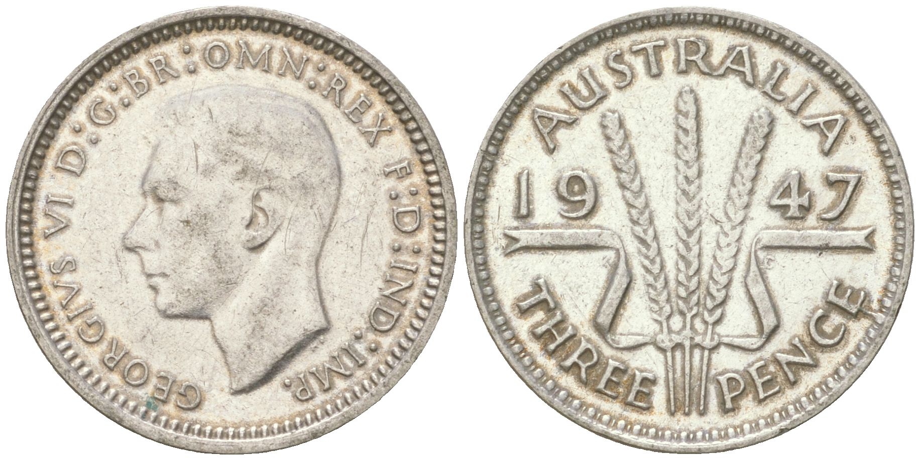 Австралия 3 пенса 1947 Георг V (1936-1952) KM 37a серебро 4621-1164