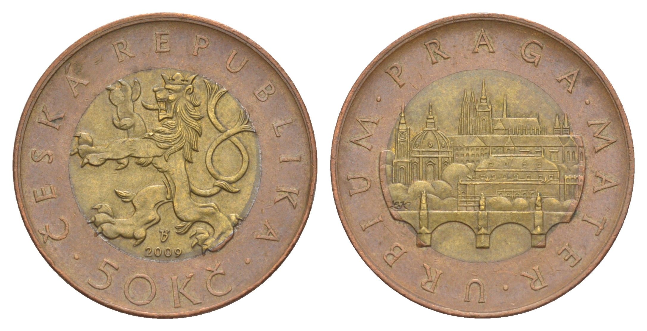 Чехия 50 крон 2009 KM 1 биметалл 4633-732