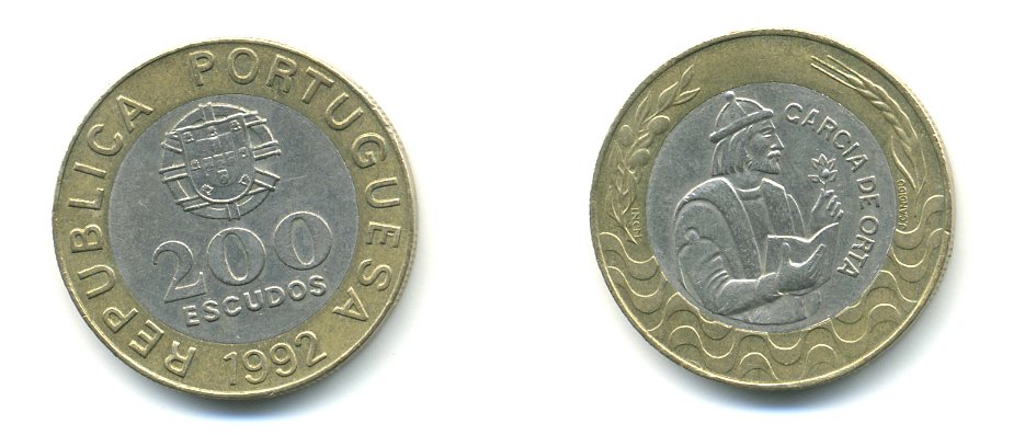 Португалия 200 эскудо 1992 Гарсия Де Орта (1501-1568) KM 655 биметалл 56-834