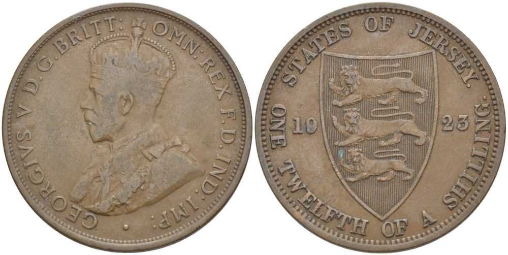 Джерси 1/12 шиллинга 1923 Георг V (1910-1936) KM 12 бронза 3996-434