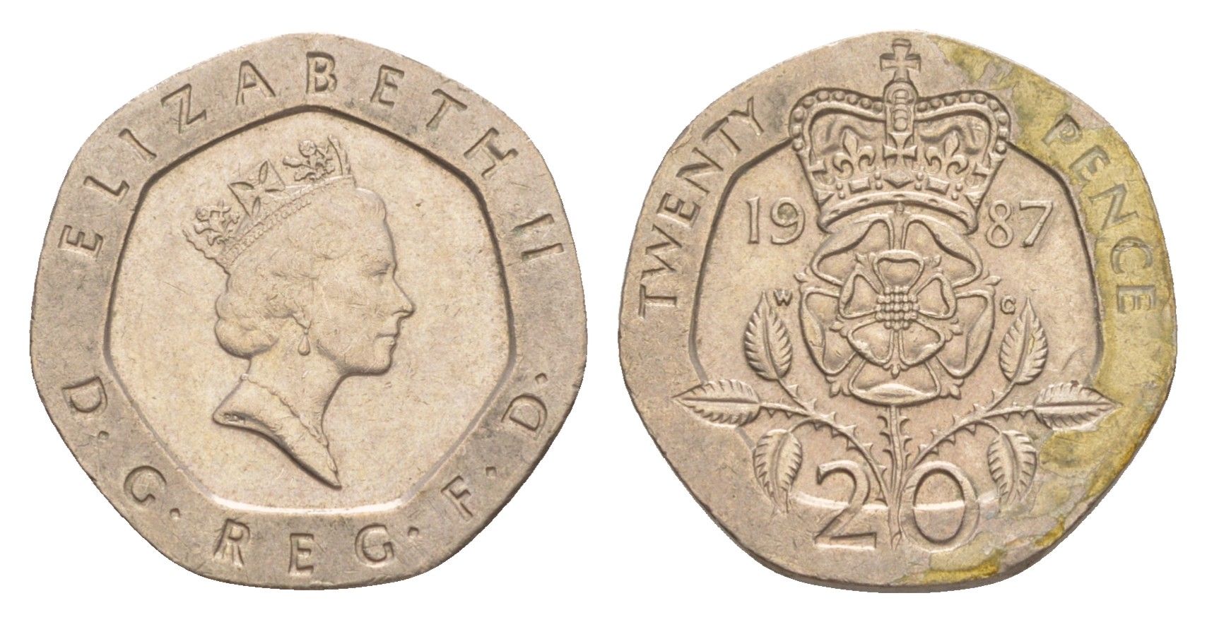 Великобритания 20 пенсов 1987 Елизавета II (1952-2022) KM 939, Spink 4361 (G2) медно-никель 4639-847