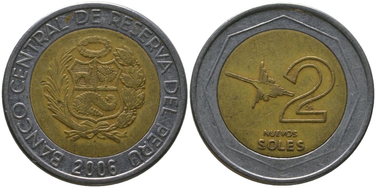 Перу 2 соли 2006 LIMA KM 313, Schon 108 биметалл 4543-217