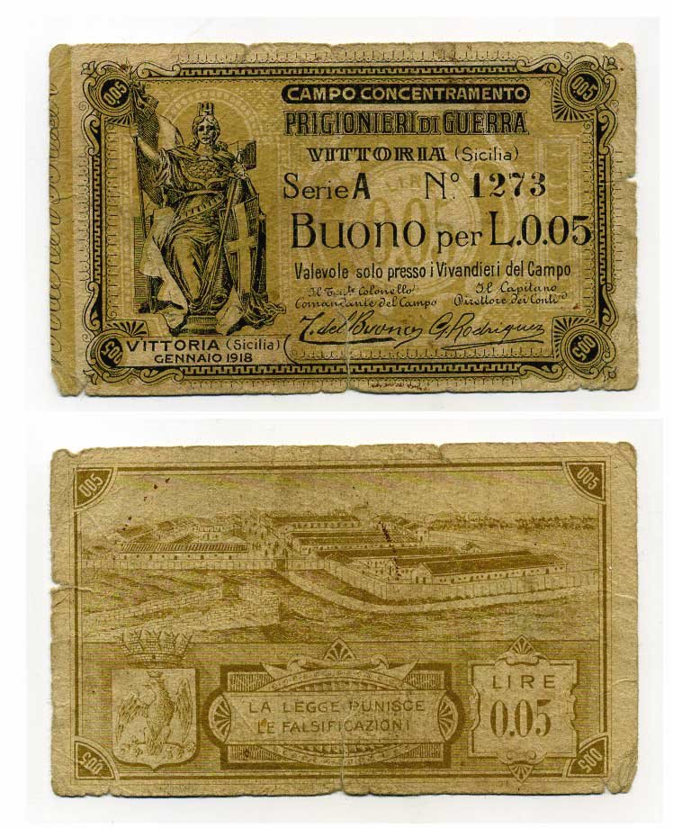 Италия 0,05 лиры 1918 Лагерь военнопленных на Сицилии C-5745 бумага 504-77-1-1