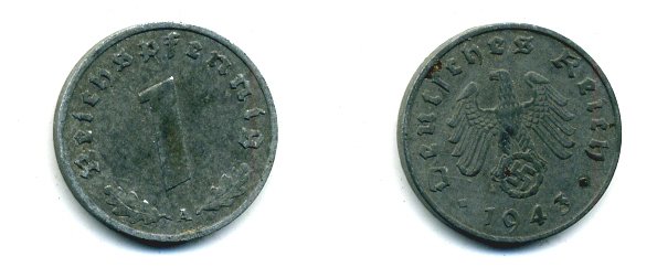 ГЕРМАНИЯ 1 РЕЙХСПФЕННИГ 1941 A цинк 46-2326